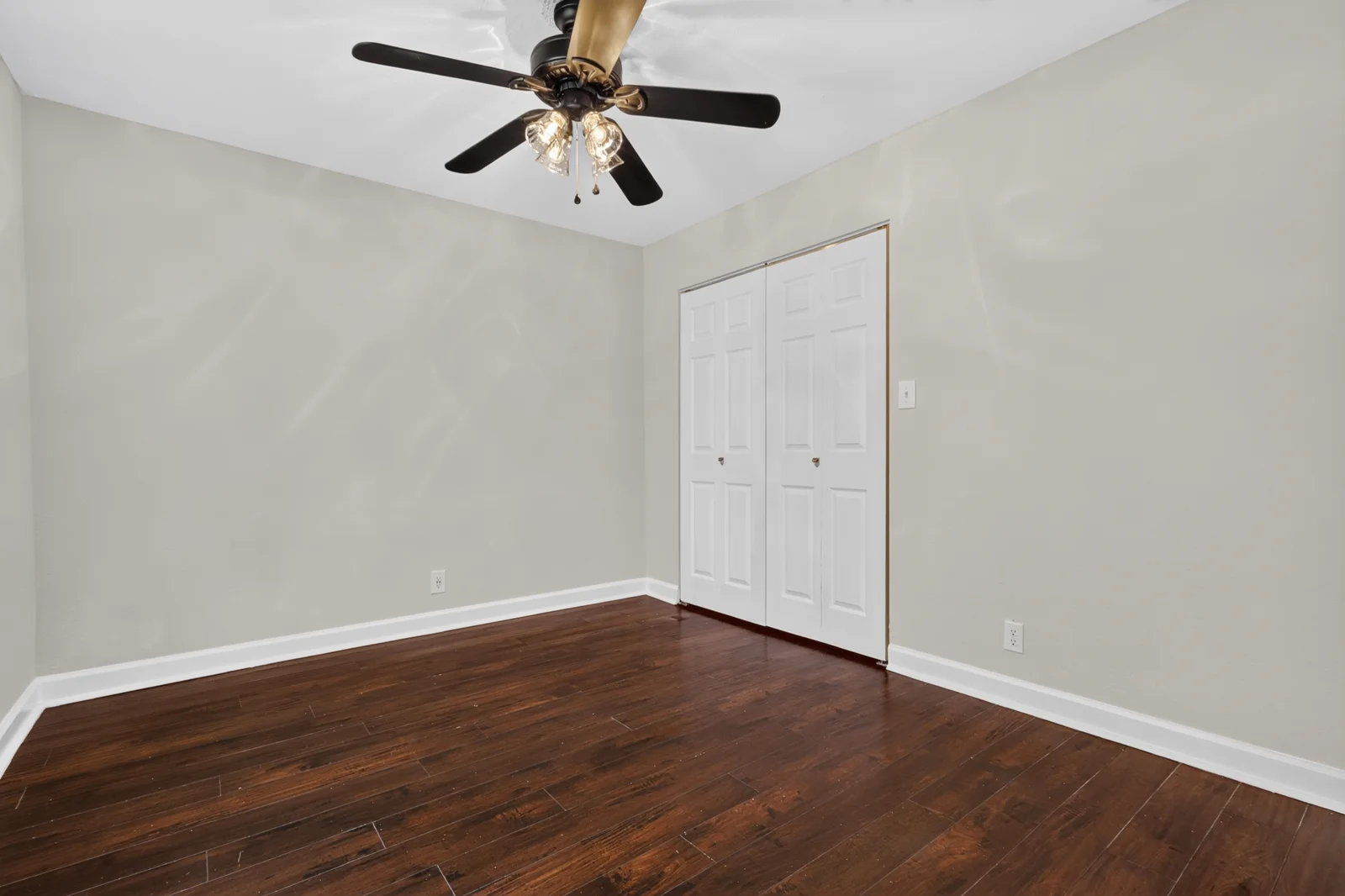 Original empty bedroom with sports-inspired furnishings