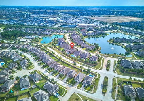 Aerial view of a Houston-area neighborhood